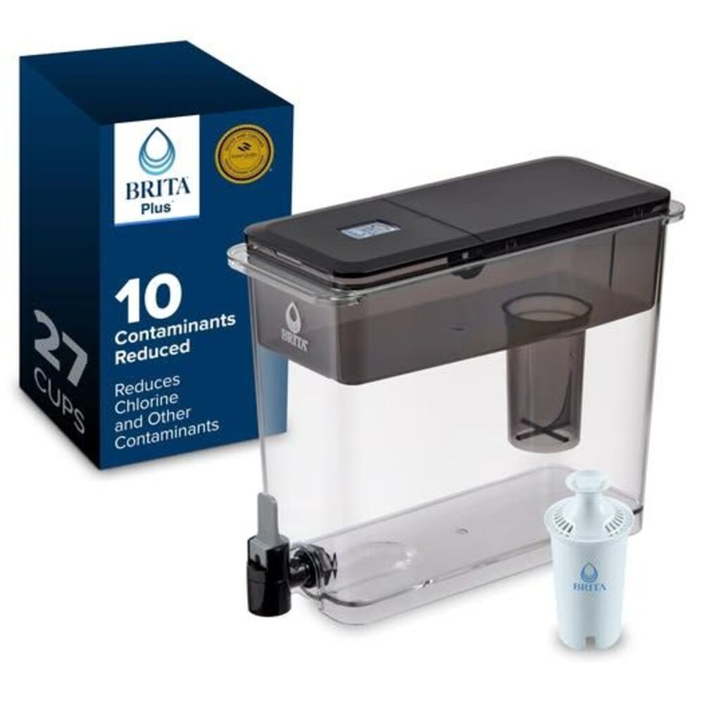 Brita UltraMax Large Water Dispenser, 1 BritaPlus Filter, 27 Cup Capacity, Black